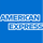 American Express logo in white on a blue background