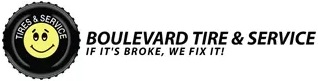 Boulevard Tire & Service logo with smiling tire icon and tagline “If it’s broke, we fix it!”