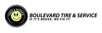 Boulevard Tire & Service logo with a smiling tire and the slogan “If it’s broke, we fix it!”
