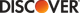 Discover logo with black text and orange gradient sun for the letter O