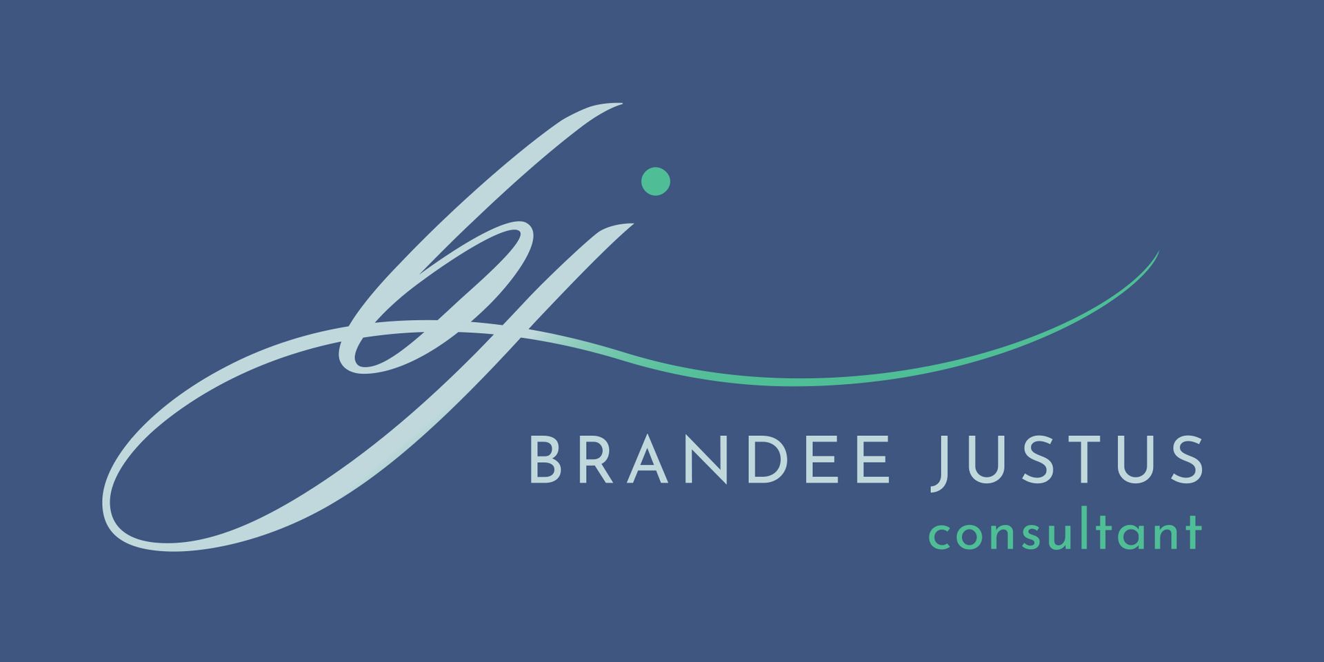 A blue logo for brandee justus consultant