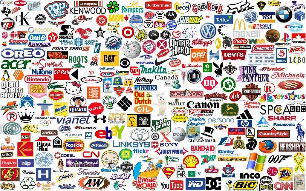 A bunch of different logos on a white background