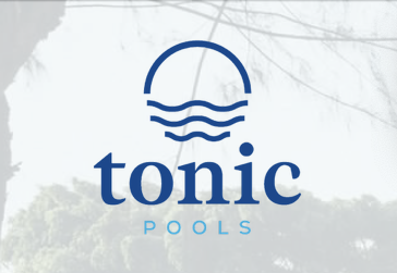 Tonic Pools logo with blue arch and waves above the word “tonic” on a light background