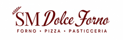 Logo del panificio SM Dolce Forno in bordeaux con il sottotitolo “Forno • Pizza • Pasticceria”