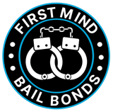 The logo for First Mind Bail Bonds shows a pair of handcuffs.