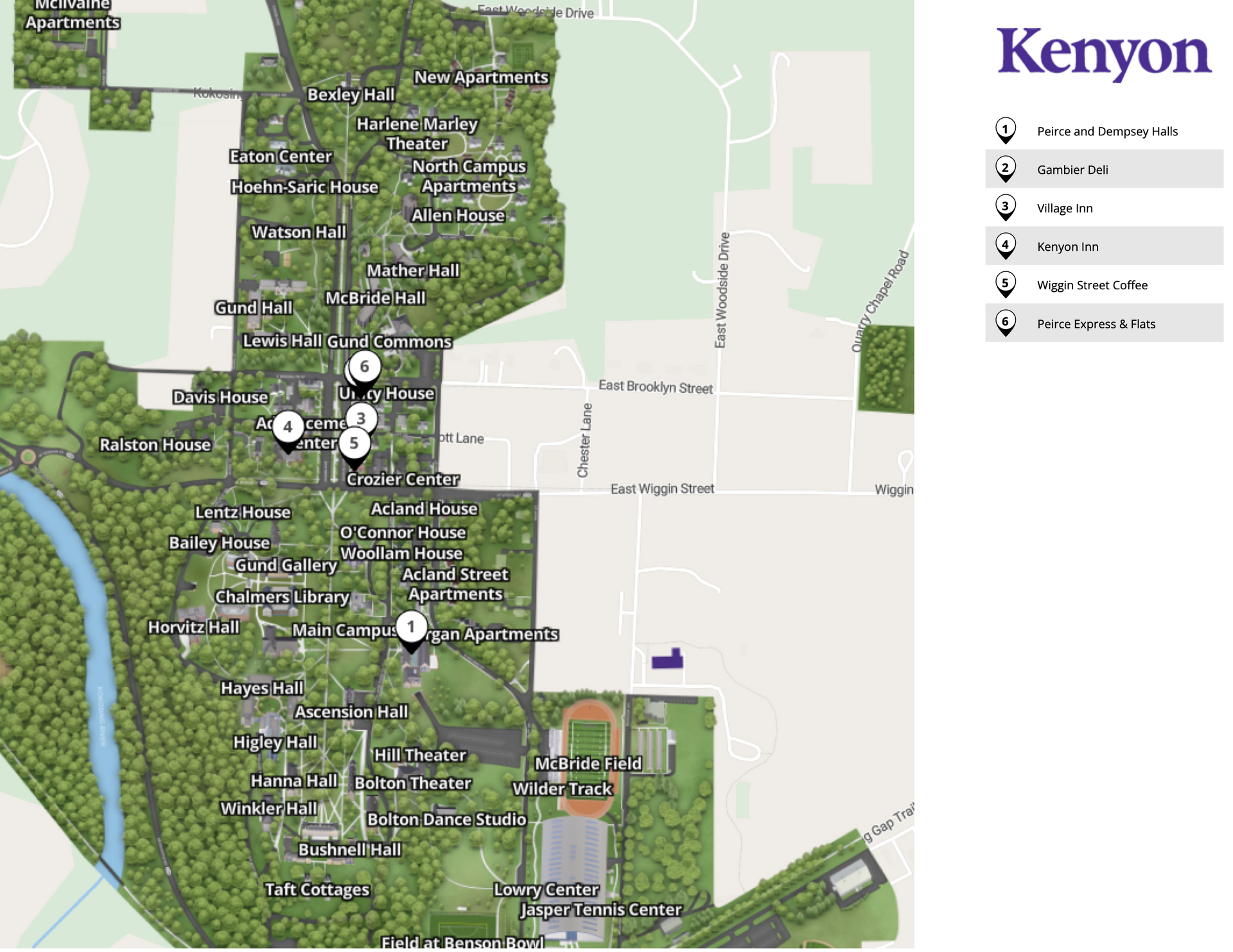 Kenyon Dining Map