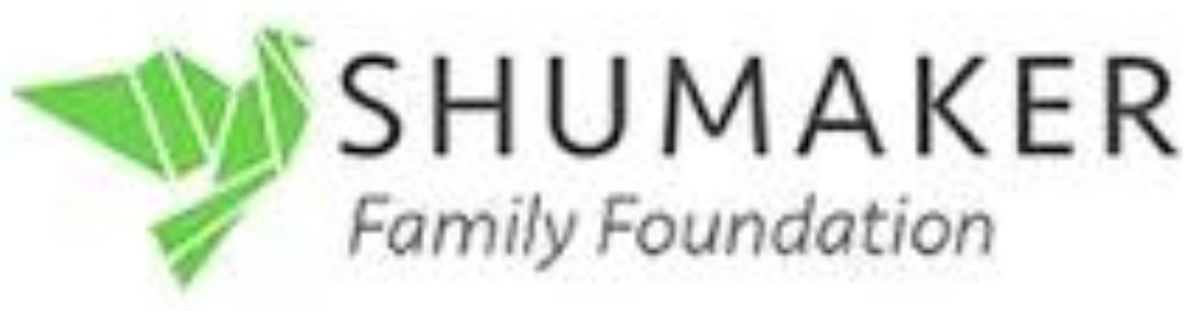 A logo for the shumaker family foundation with a green triangle