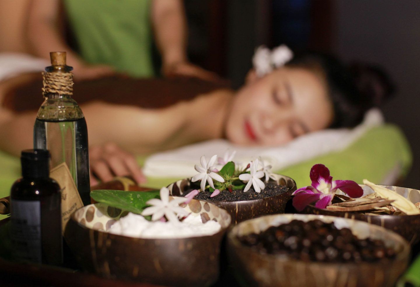 a woman getting a massage with great service
