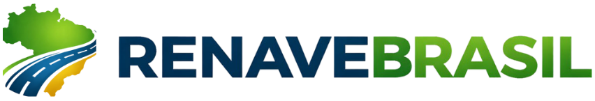 Logotipo da RENAVEBRASIL com globo verde e azul e uma faixa amarela representando uma estrada.