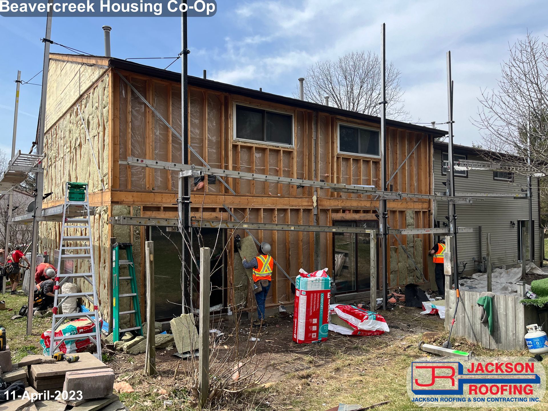 A building is being built by jackson roofing