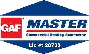 A logo for gaf master commercial roofing contractor