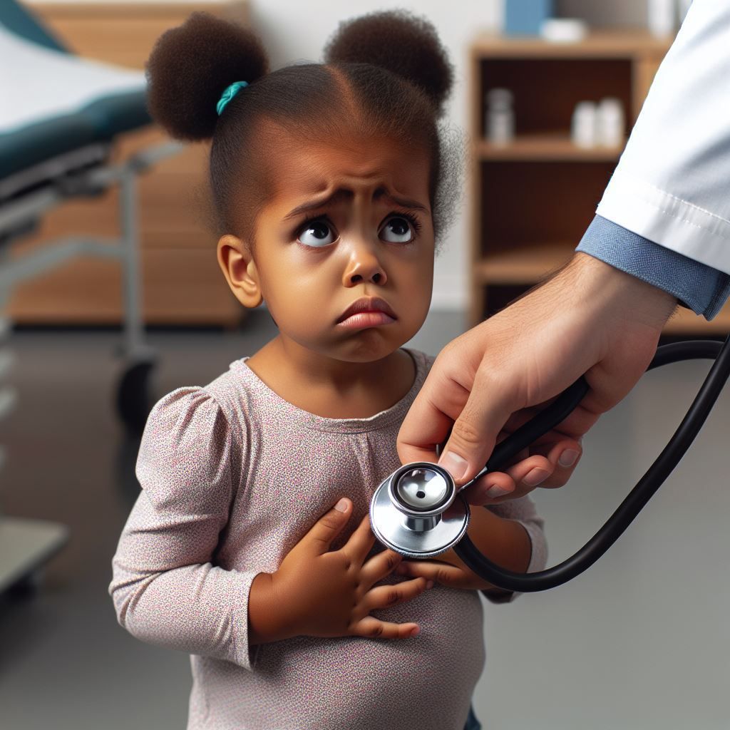 Anxious toddler at an adult urgent care