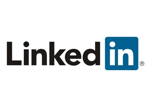 LinkedIn logo with black “Linked” text and blue “in” badge