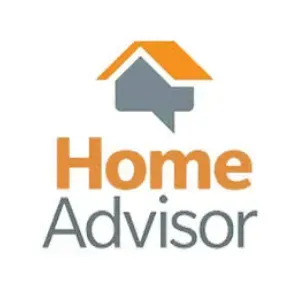 HomeAdvisor logo with orange roof icon and gray house over the words “Home Advisor”