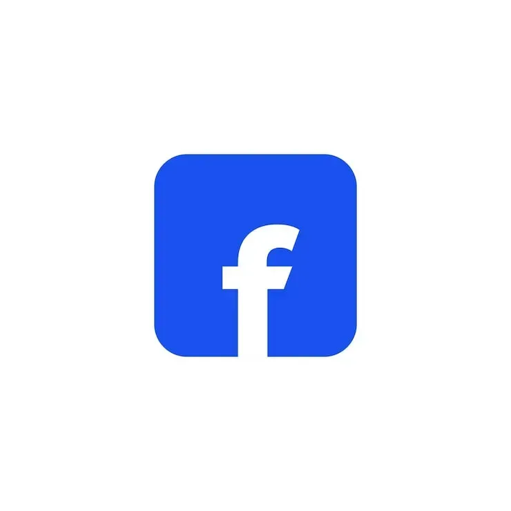 Blue Facebook logo with white lowercase “f” icon