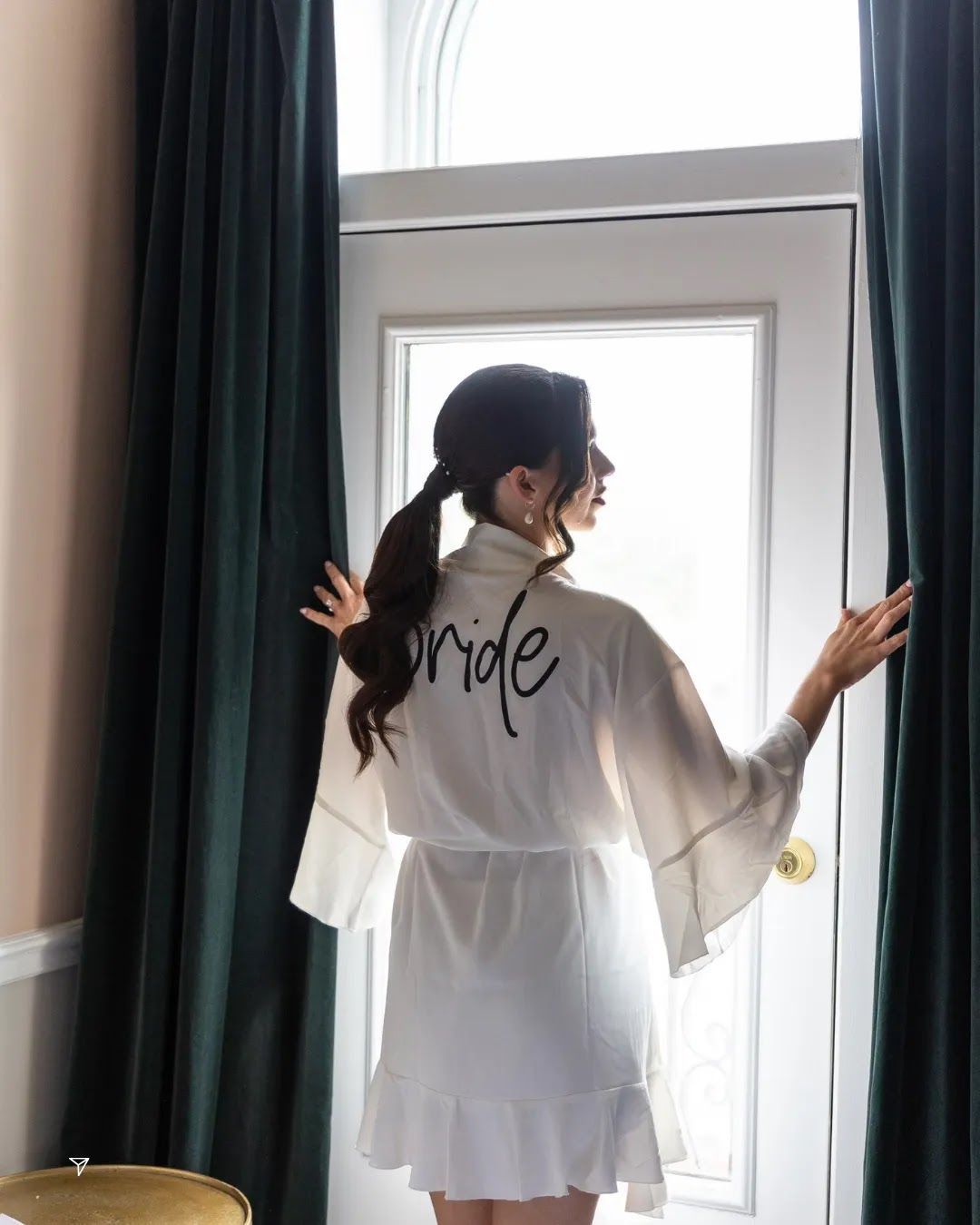 A person wearing a white 