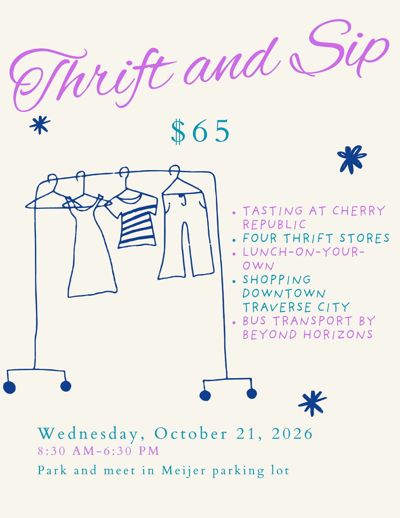 Flyer for Thrift Shop day trip