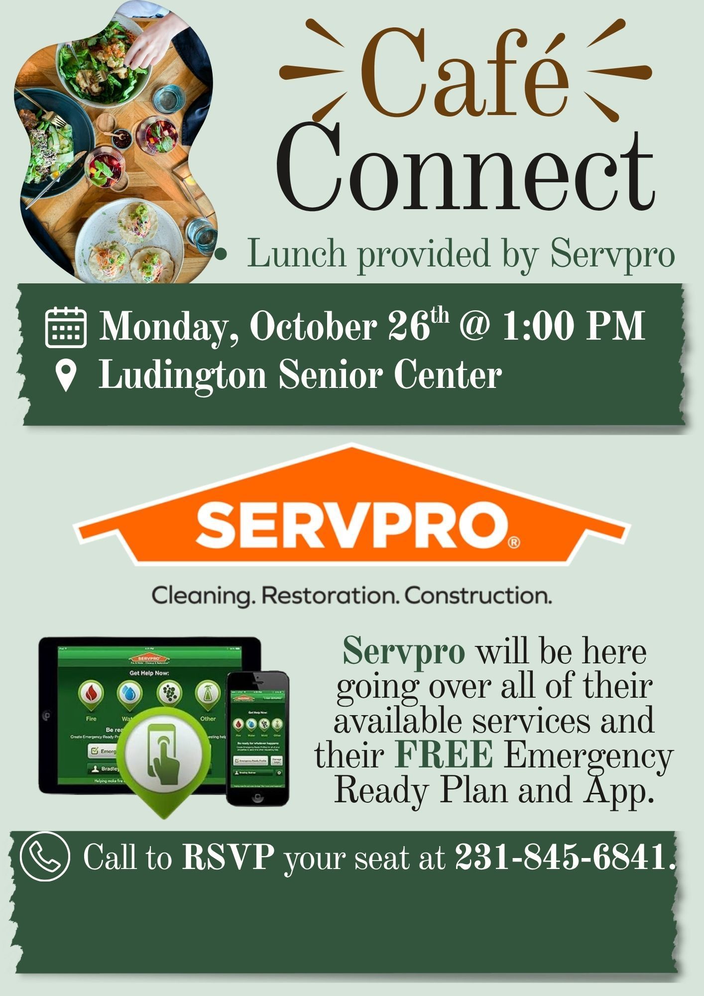 Flyer for Cafe Connect with Servpro