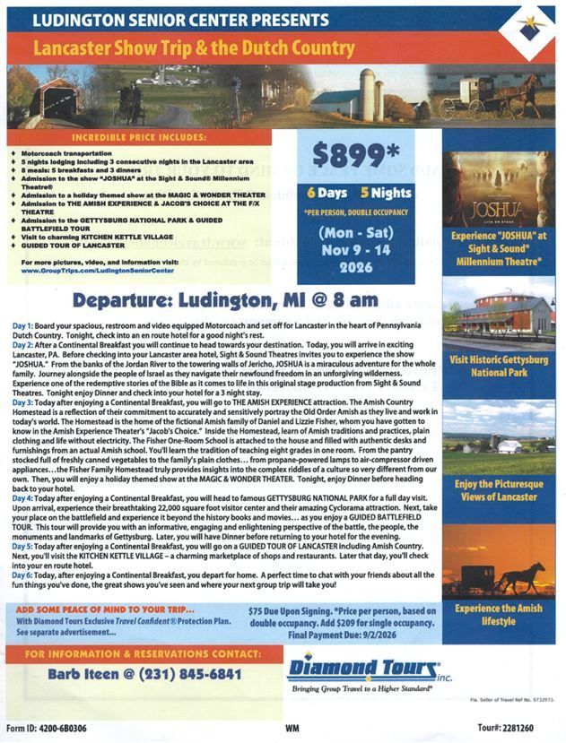 Flyer for Lancaster Show trip