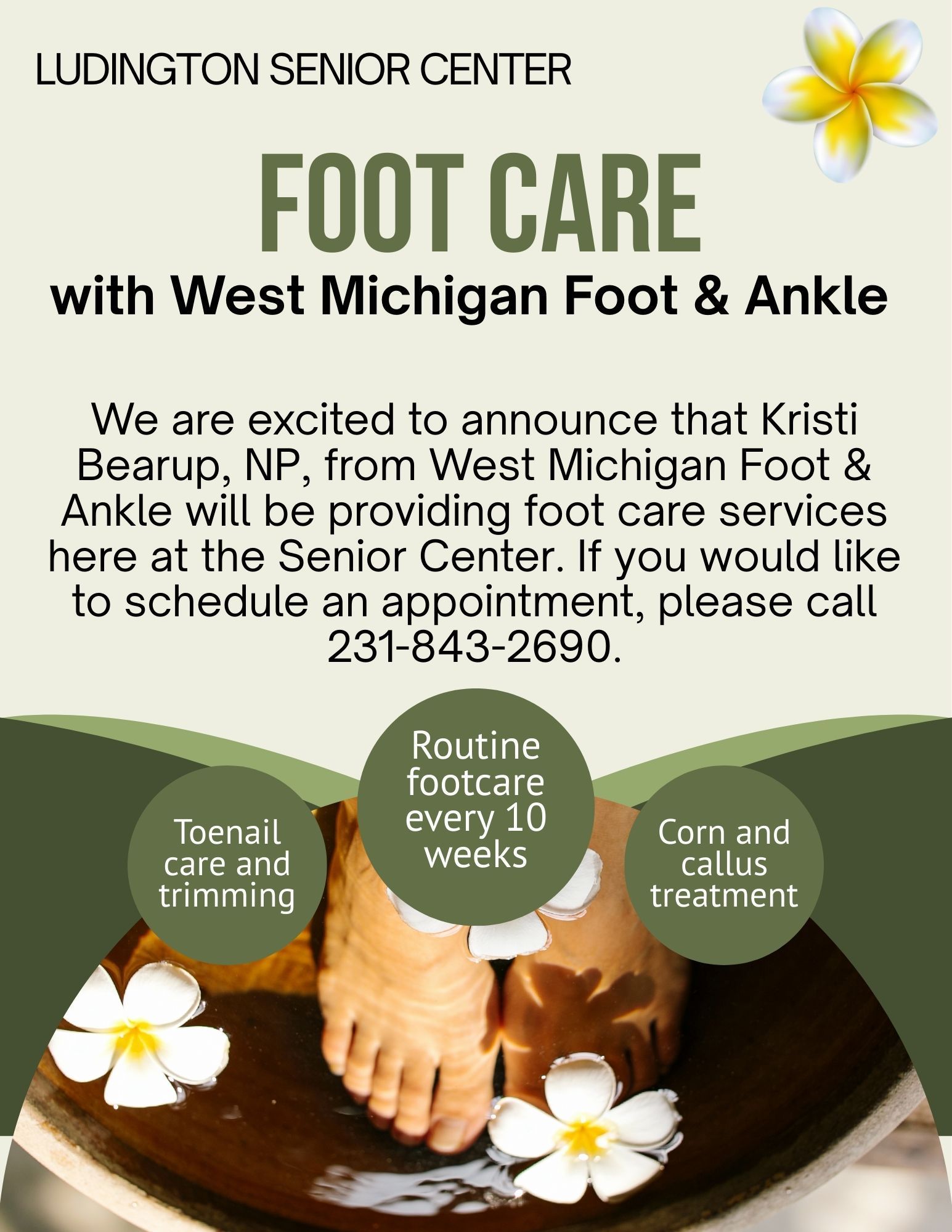 Flyer for Foot Care at Ludington Senior Center