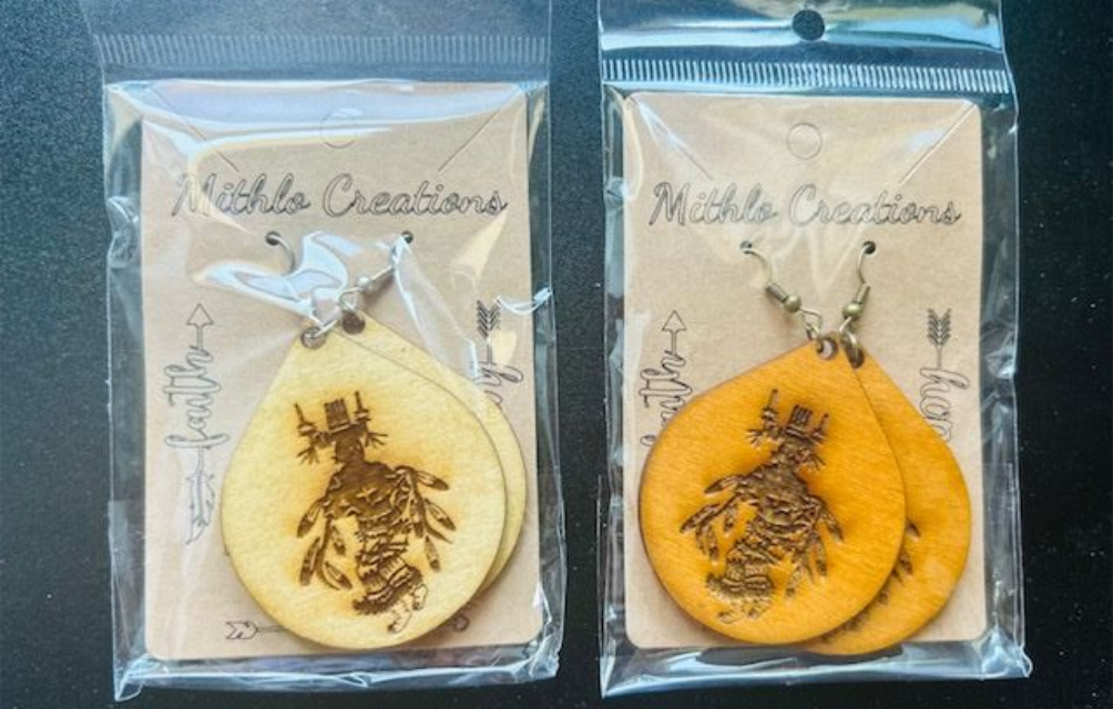 Fire Dancer Wood Earrings
