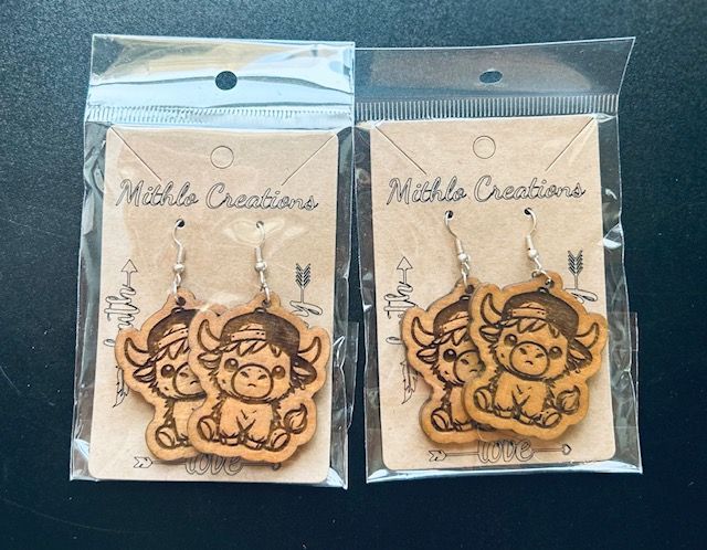 Large Highland Cow Earrings