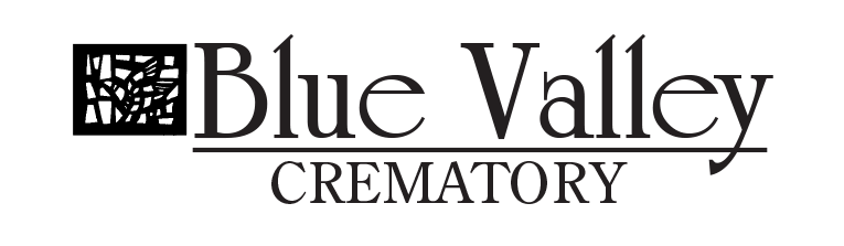 Blue Valley Crematory logo with black text and a small black emblem on a white background