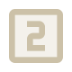 Beige square icon with a rounded border and the number 2 centered inside.