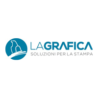 Il logo di lagrafica soluzioni per la stampa è un cerchio blu con sopra un cavallo.