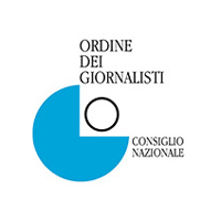 A blue and white logo for ordine dei giornalisti