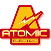 Atomic Electric logo with yellow and red stylized A and lightning bolt