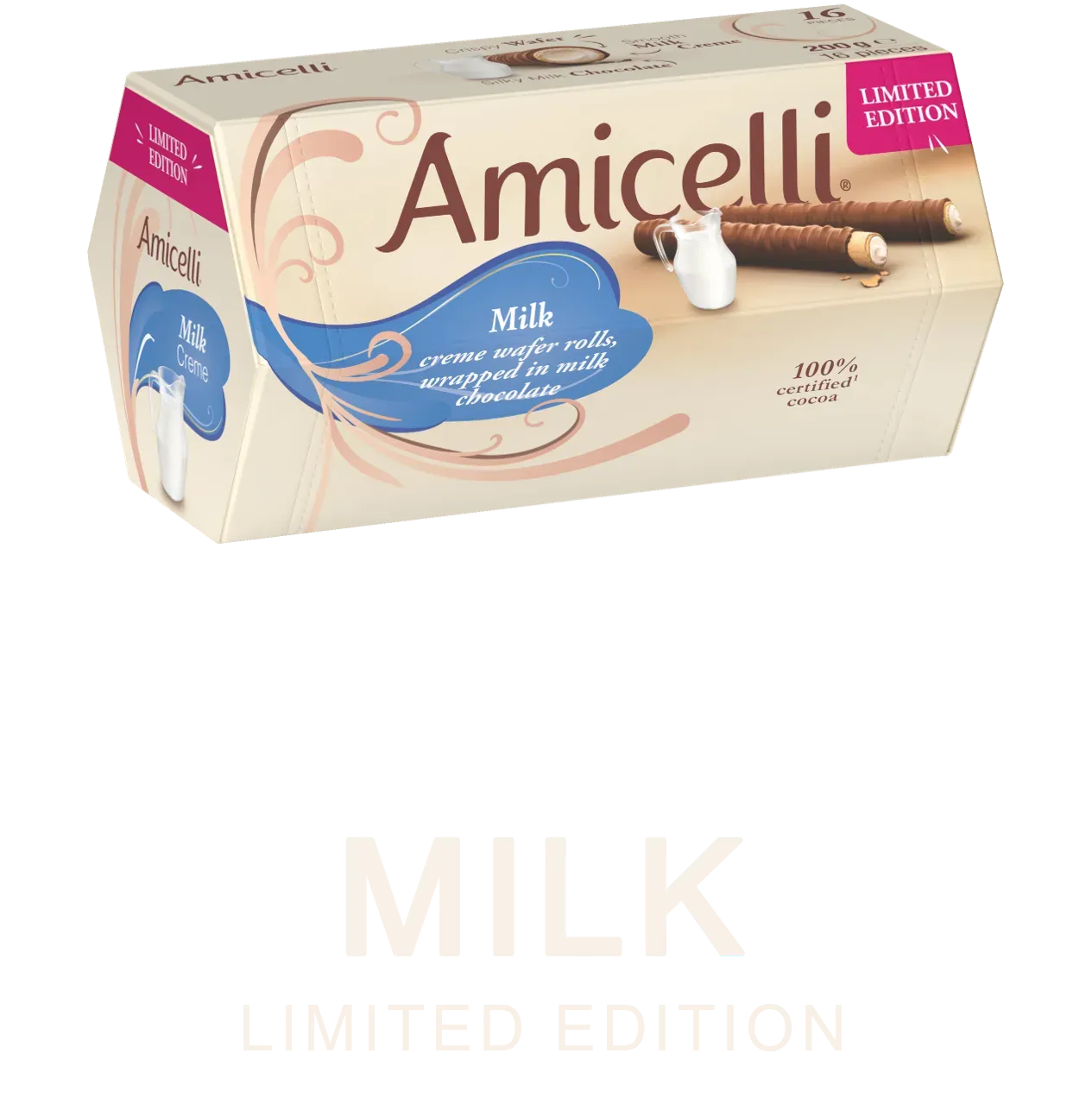 Amicelli Milk Box on purple background
