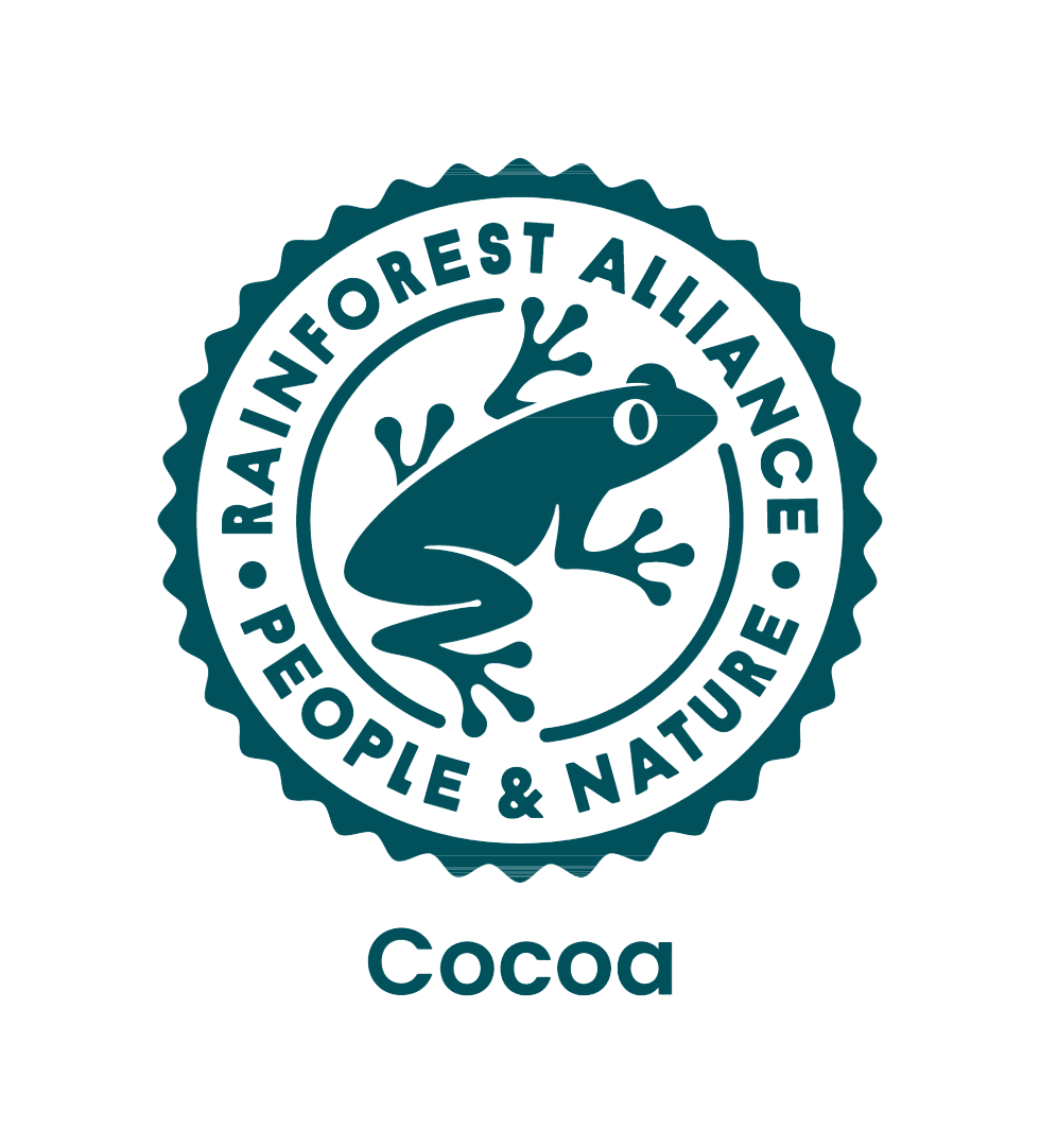 Rainforest Alliance seal featuring a frog, with the text