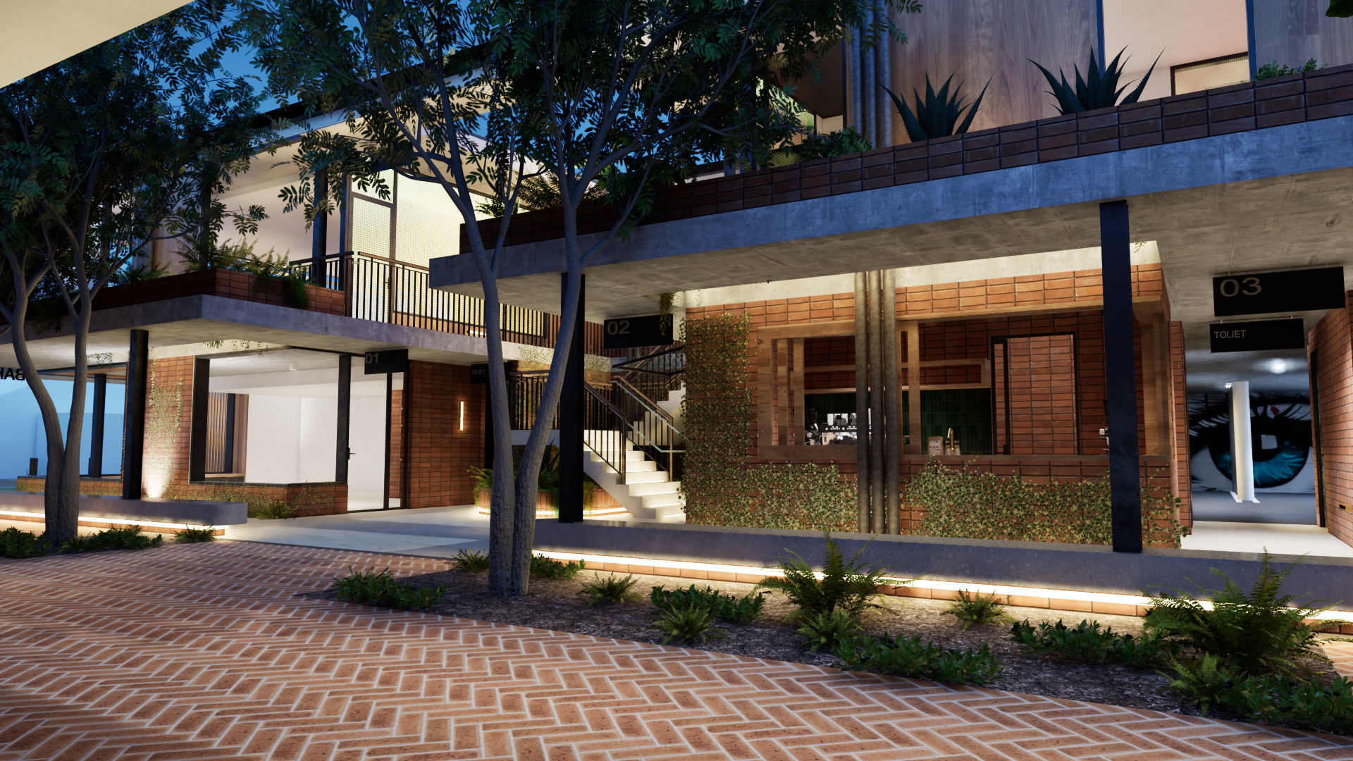 modern building exterior lighting.