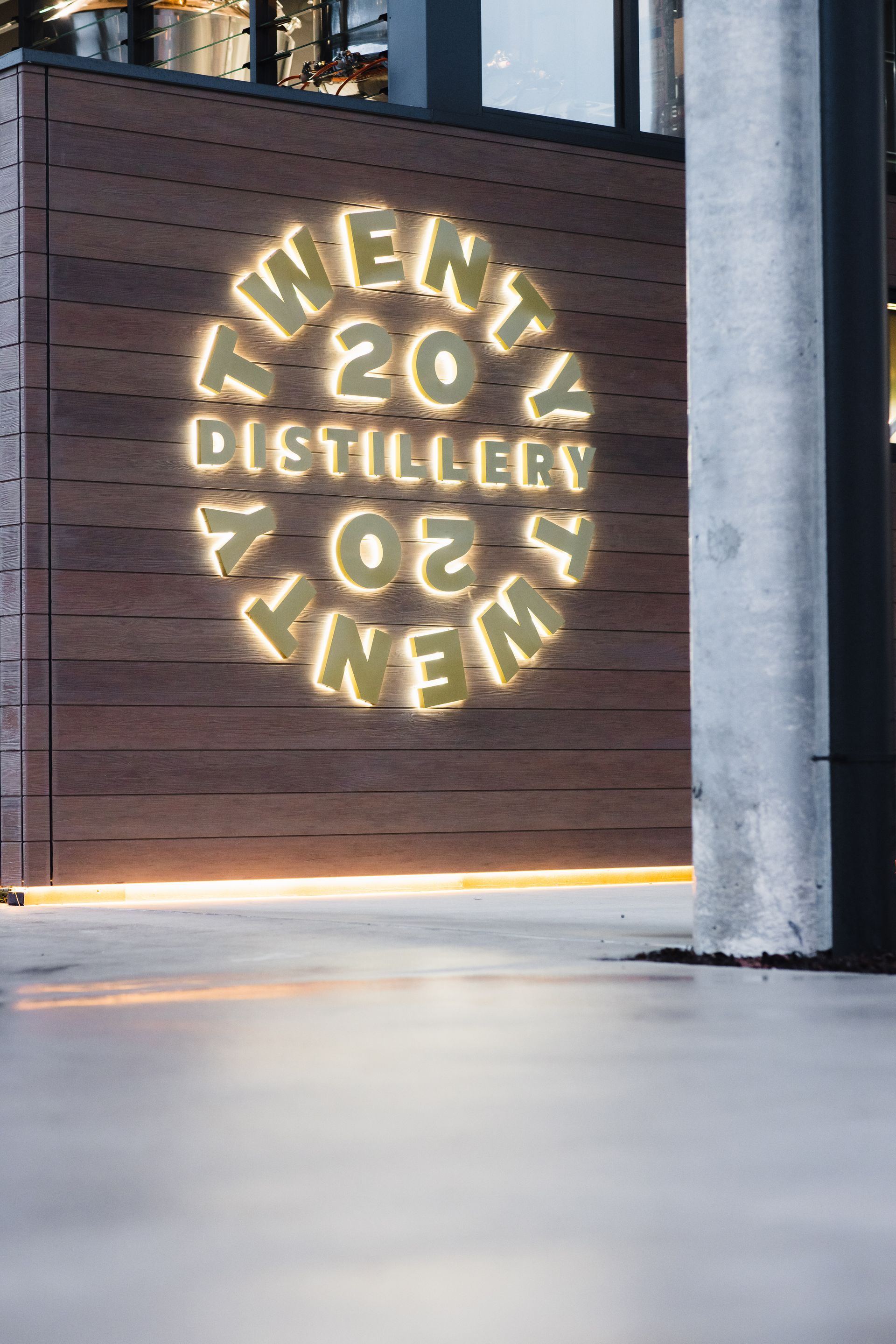An illuminated sign reading 