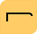 A yellow square icon containing a thick black line forming a right angle with a curved end on the right side.