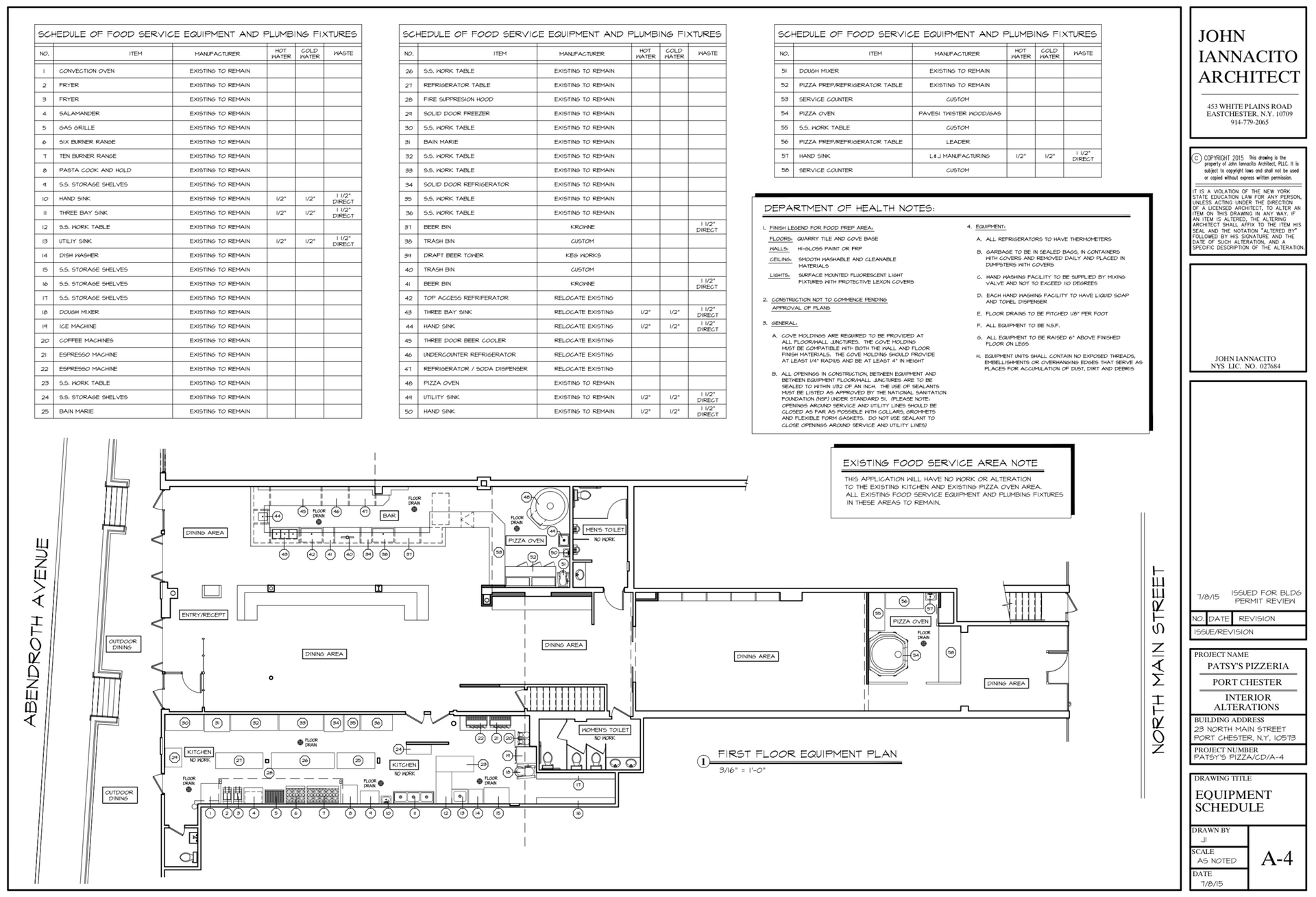 Architectural floor plan with text boxes and a street view drawing, likely for a commercial space.