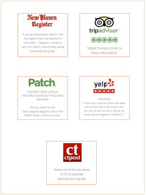 Reviews from New Haven Register, Tripadvisor, Patch, Yelp, and CT Post for a food business.