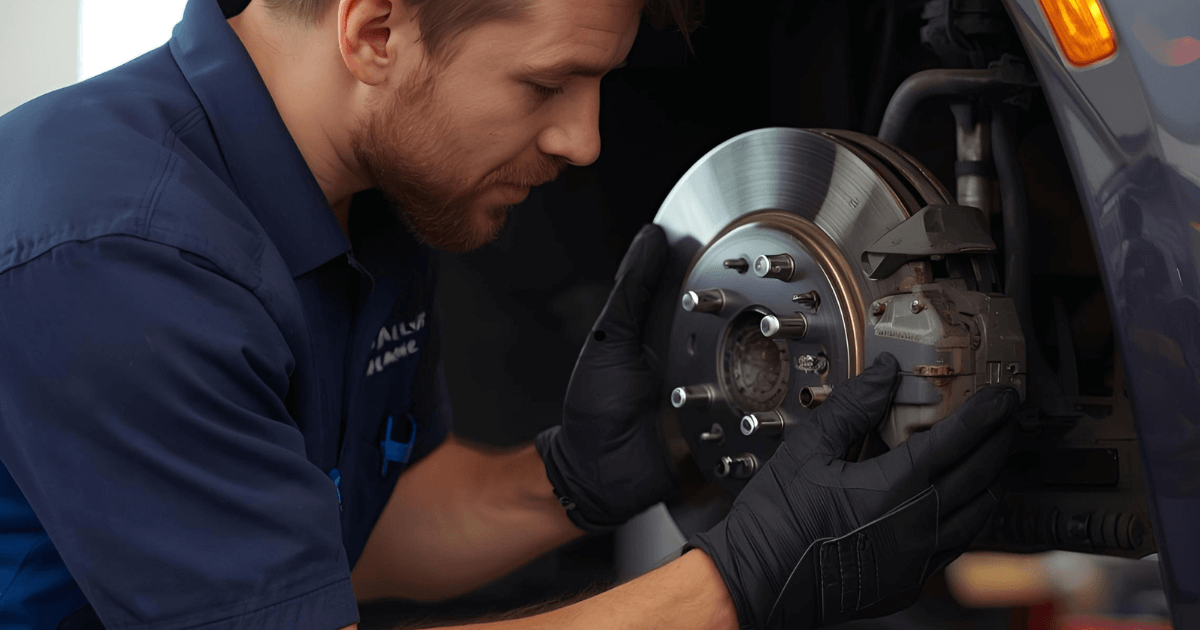 a mechanic doing a brake repair