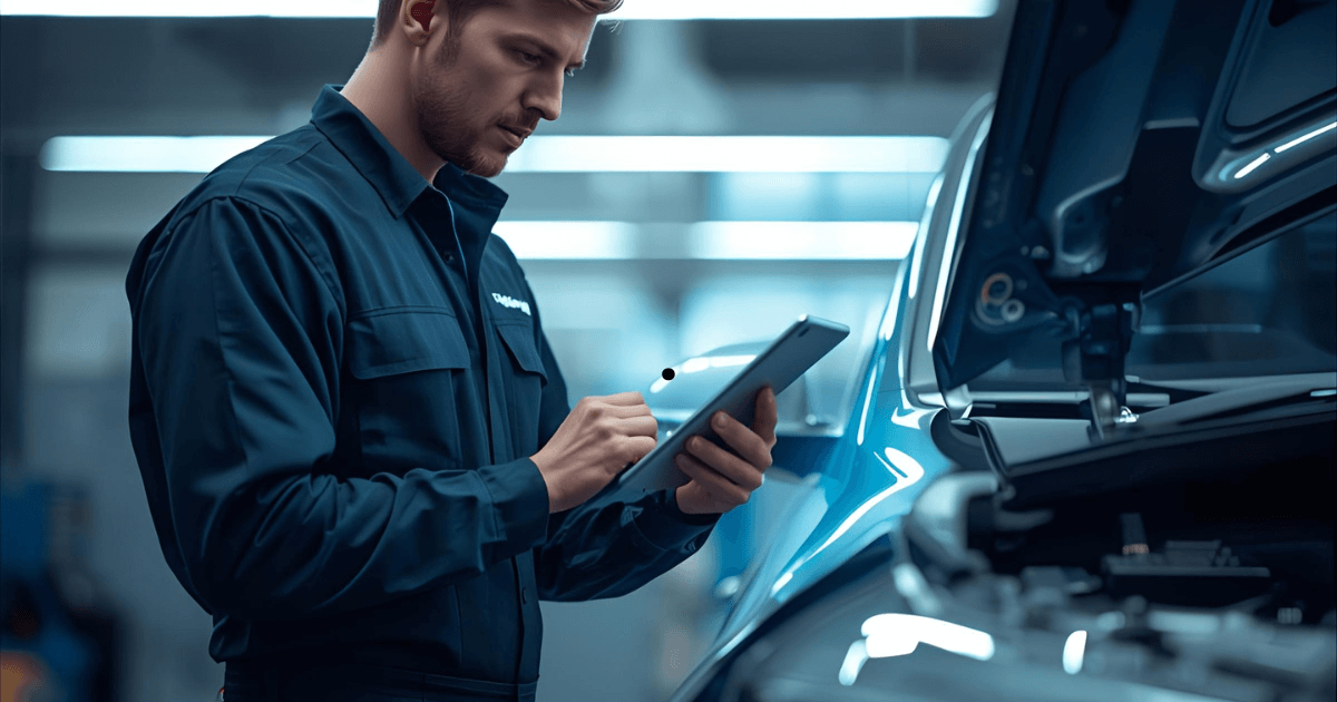 a picture of a mechanic doing a pre purchase car inspection