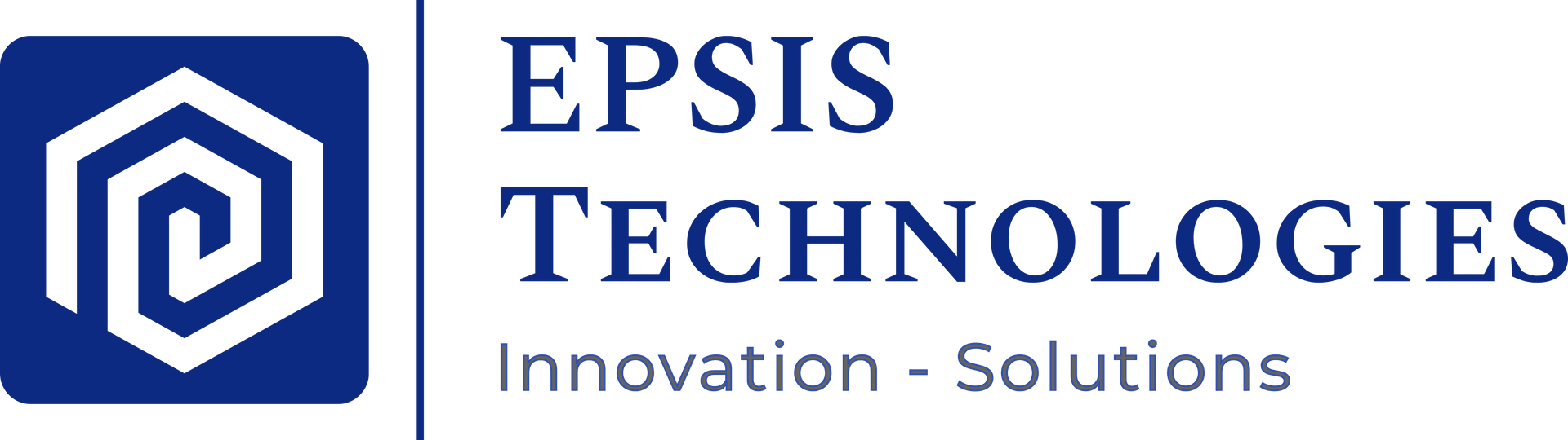 A blue and white logo for epsis technologies innovation solutions