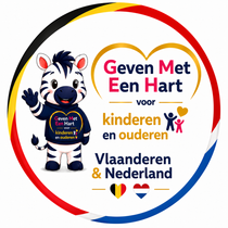 Logo: Pink heart above a blue hand holding a branch, text 