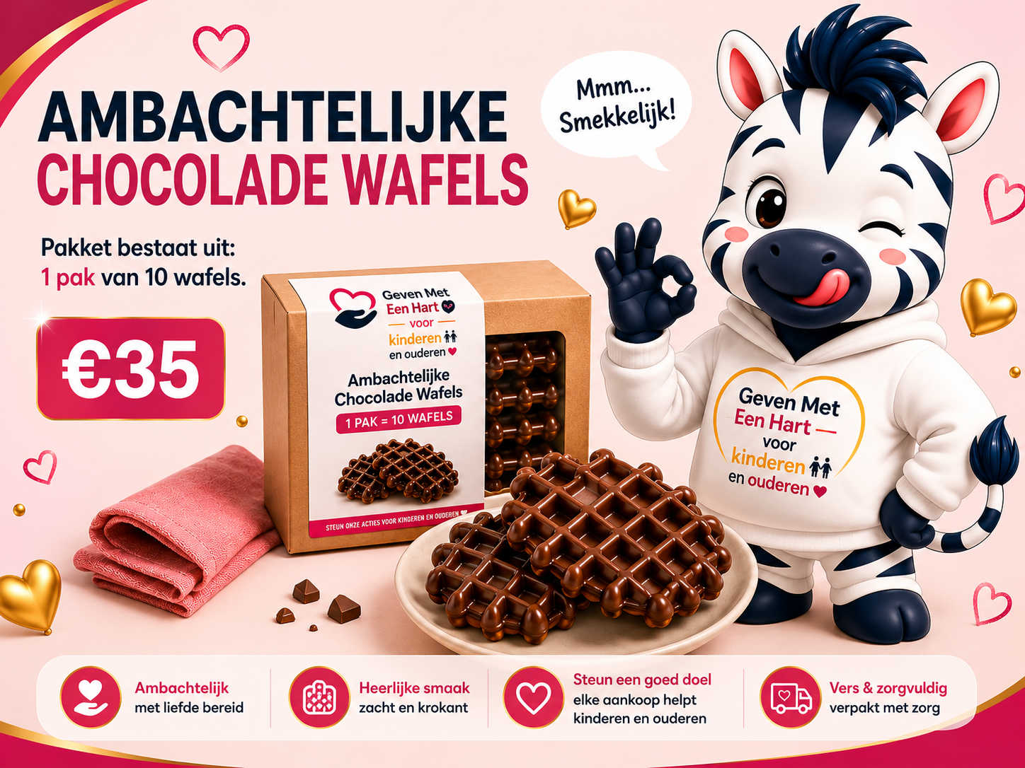 Met chocolade bedekte wafels opgestapeld op een witte ondergrond, met daarop een patroon dat lijkt op dat van een wafelijzer.