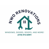 Logo for NWO Renovations featuring a house icon with a wrench, hammer, and ruler, with phone number 419-792-2699 below.