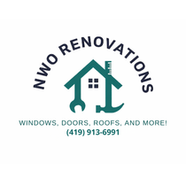 Logo for NWO Renovations featuring a house icon with a wrench, hammer, and ruler, with phone number 419-792-2699 below.