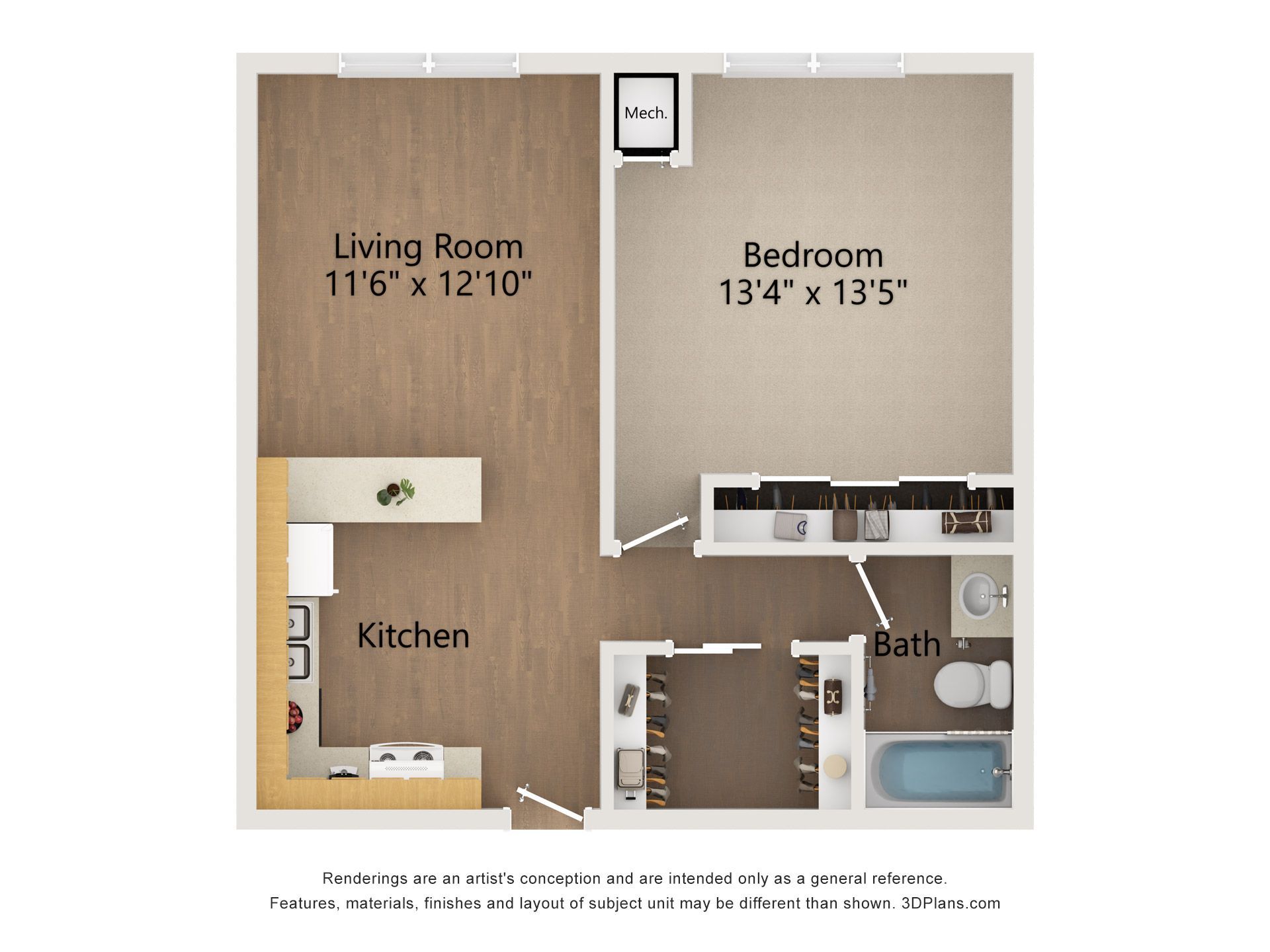 1 bedroom floor plan 2