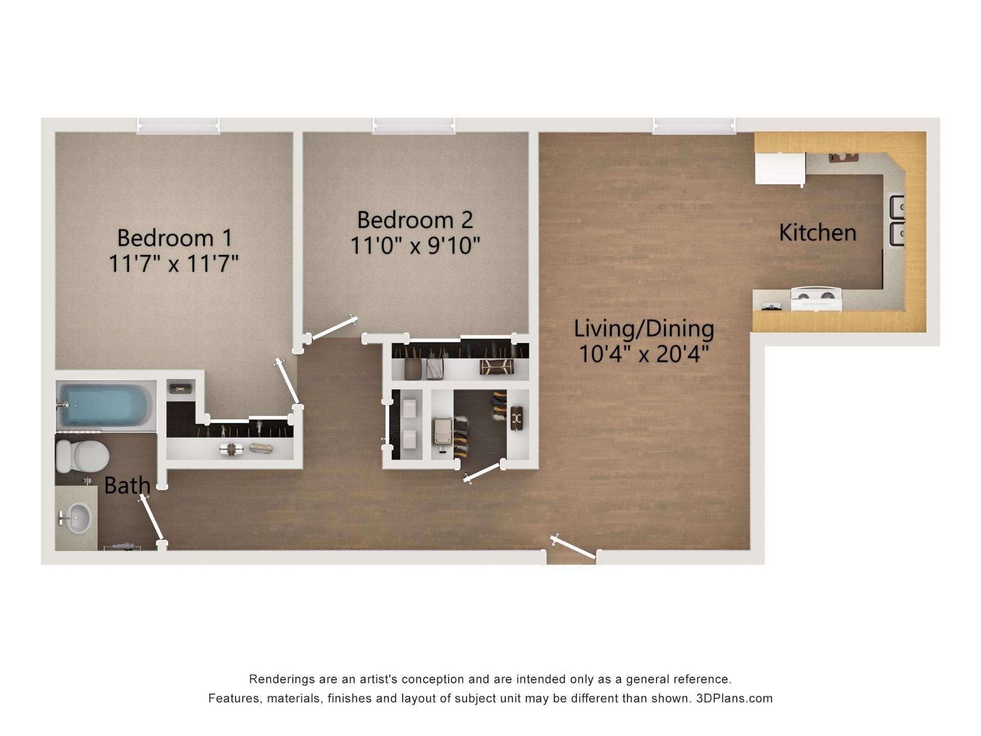 2 Bedroom Floor Plan