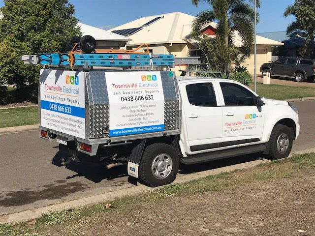Townville Electrical White Pick Up Car — Townsville Electrical and Appliance Repairs In Aitkenvale, QLD