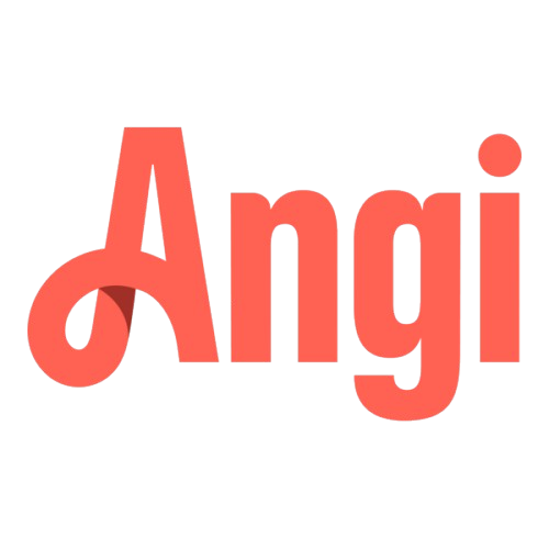 Angi logo: coral-colored wordmark with stylized 