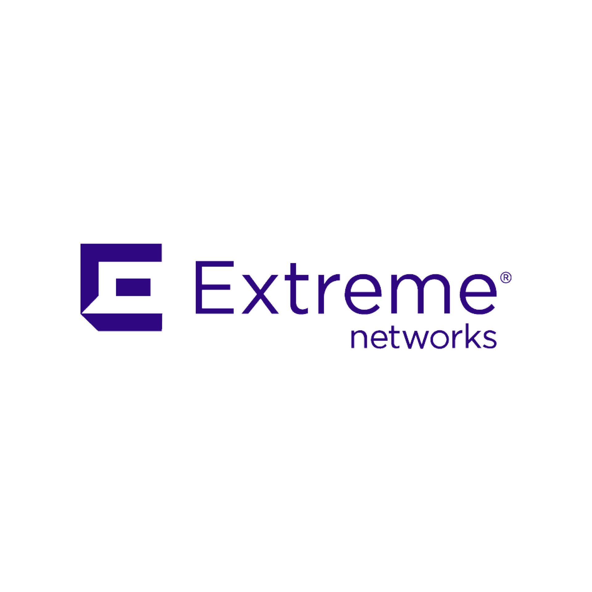 The logo for extreme networks is purple and white on a white background.
